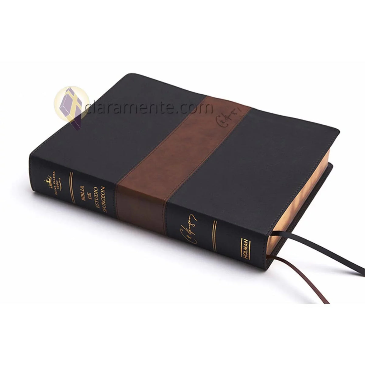 RVR 1960 Biblia de estudio Spurgeon, negro/marrón símil piel (Hardcover)