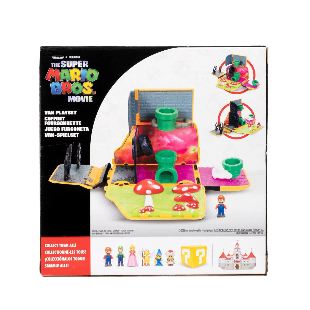 Super Mario Bros. Movie Yellow Van Playset Opens to Reveal Movie Moment with 1.25 Centimeter Action Figure Children 3 to 8