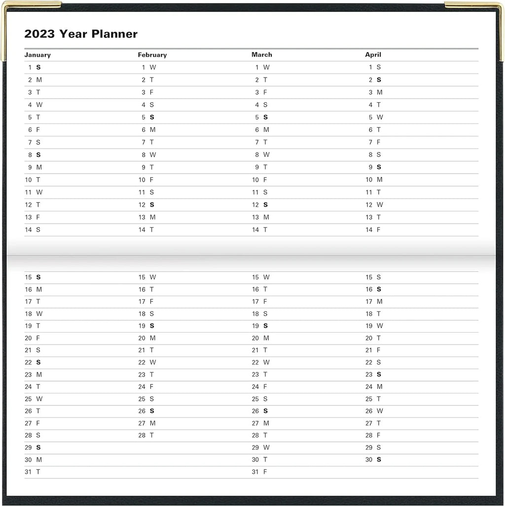 Of London 12S Daily Planner, Day Per Page, Classic Slim Month Per Page, 13 Months Jan 2023 - Jan 2024, Landscape Diary 2023 6 5/8" 3 1/4" Charcoal