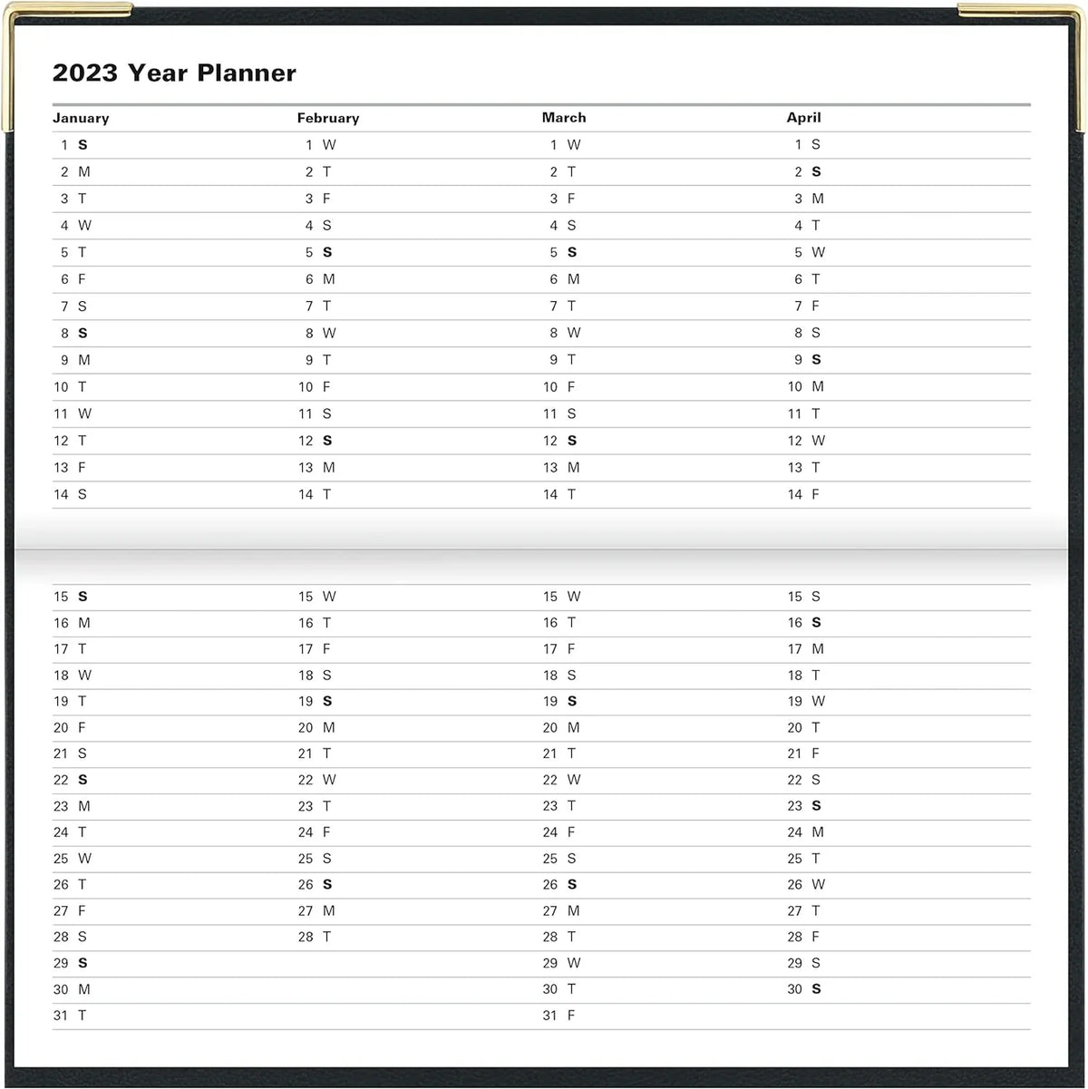 Of London 12S Daily Planner, Day Per Page, Classic Slim Month Per Page, 13 Months Jan 2023 - Jan 2024, Landscape Diary 2023 6 5/8" 3 1/4" Charcoal
