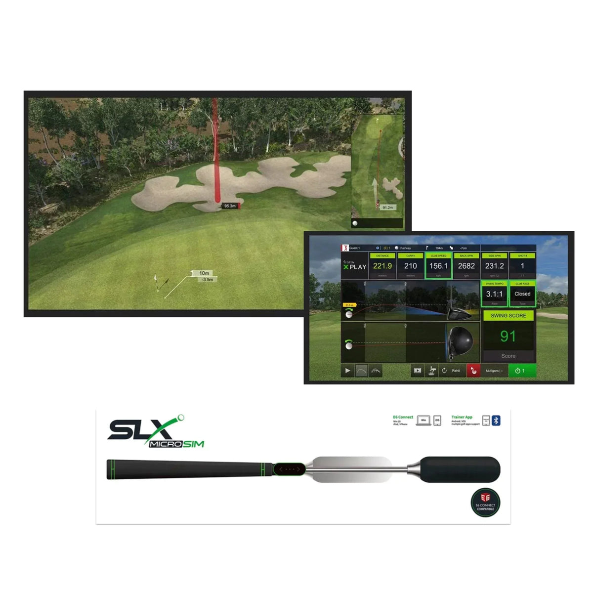 SwingLogic SLX MicroSim Indoor Golf Simulator with E6 Connect Compatibility