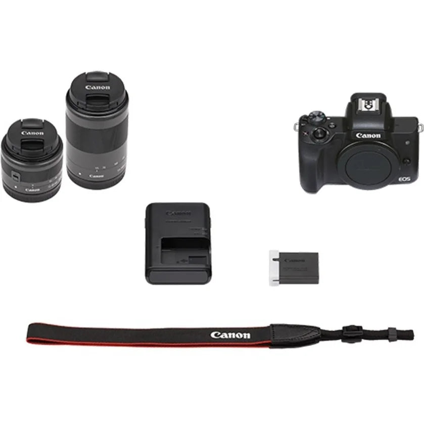 Canon EOS M50 Mark II 24.1 Megapixel Mirrorless Camera with Lens, 0.59", 1.77", Dark