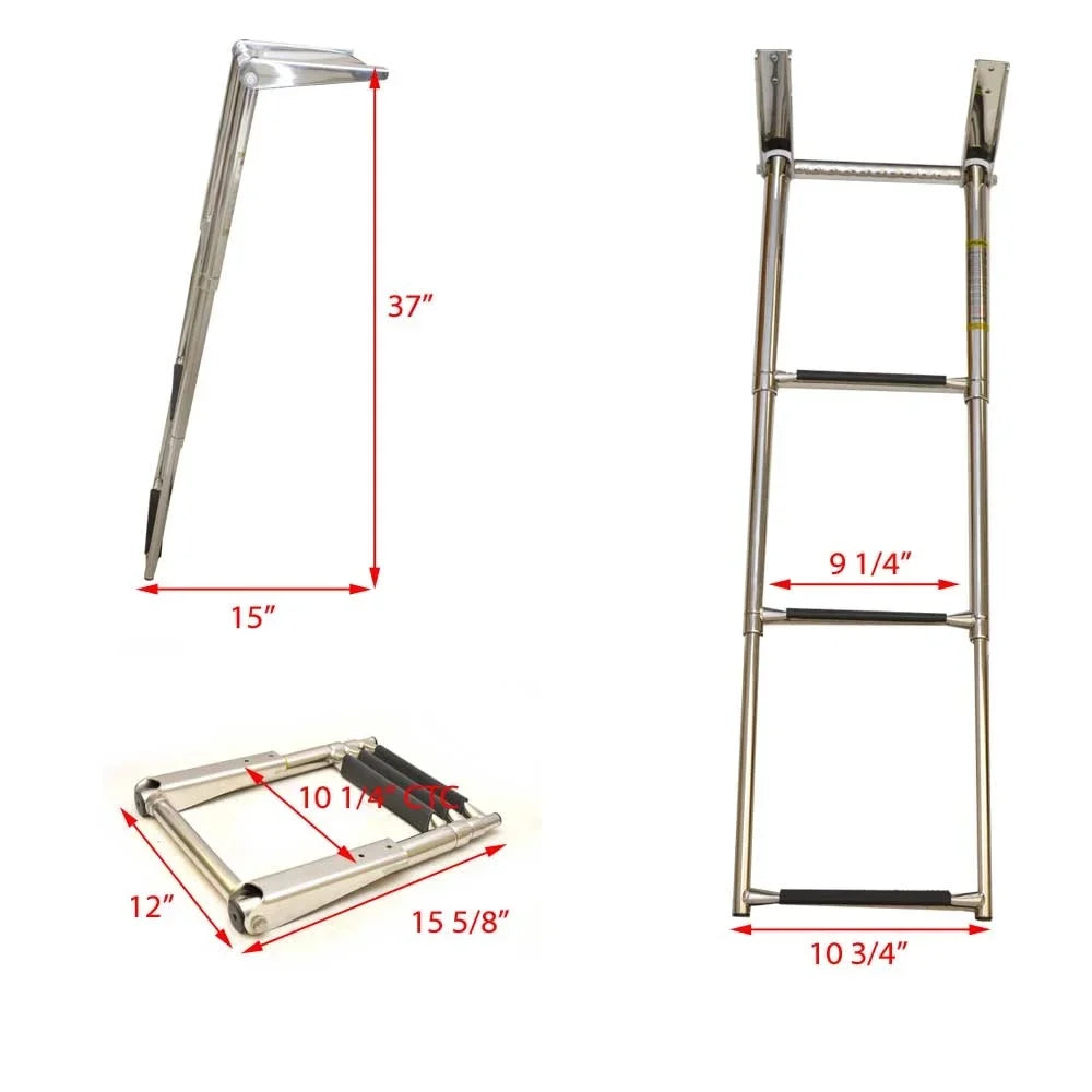 Challenger Hardware Boat Telescoping ladder LDH-3 | 3 Step Stainless