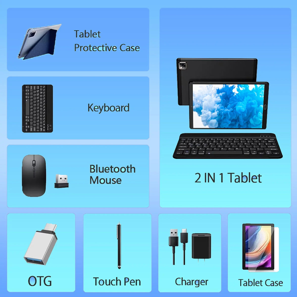 10 Centimeter Tablet Android 11 Tablets with Keyboard, 4GB RAM 64GB ROM 128GB Expand, 5G/2.4G Wi-Fi, HD IPS Display, 6000mAh Tablet PC with Case,Mouse,GMS Charcoal