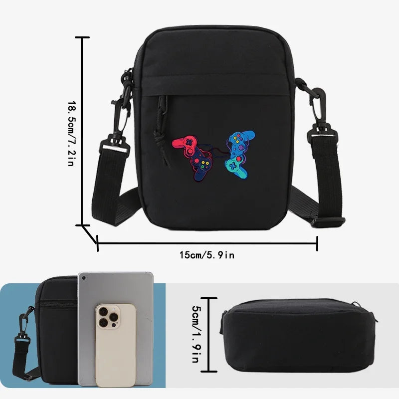 moocr Games Handle Print Lightweight Casual Sling Bag With Detachable Shoulder Strap Men‘s And Women‘s Crossbody Bag For Travel & Daily Commute & Outdoor Sports