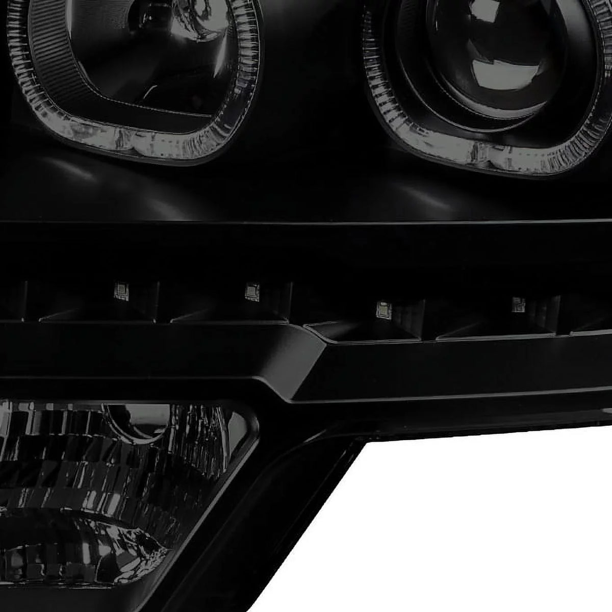 AKKON - For [Dual LED Halo Ring] 09-14 F150 F-150 Pickup Truck Onyx Smoked Projector Headlights + LED Tail light Set