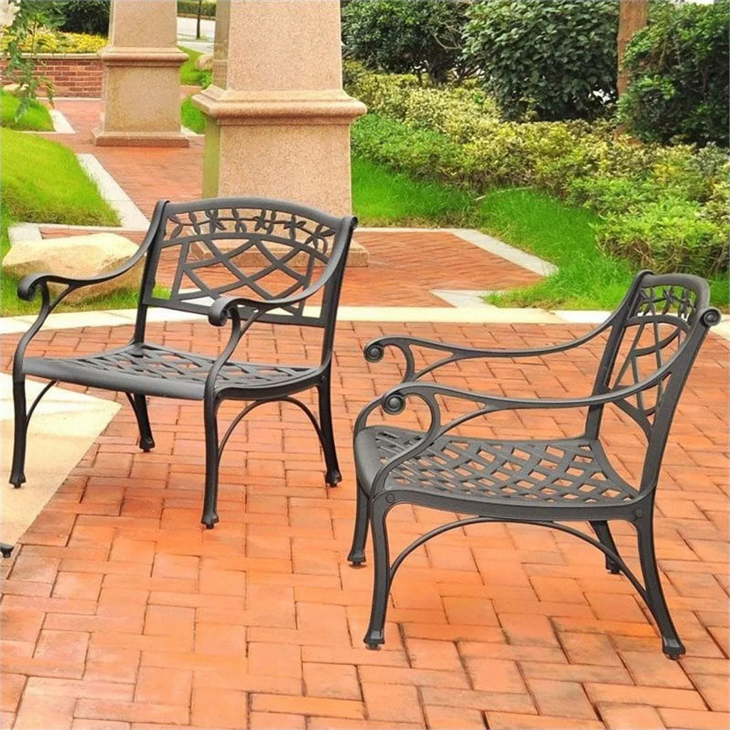 Afuera Living Taditional Metal Patio Club Chair in Charcoal Onyx (Set of 2)
