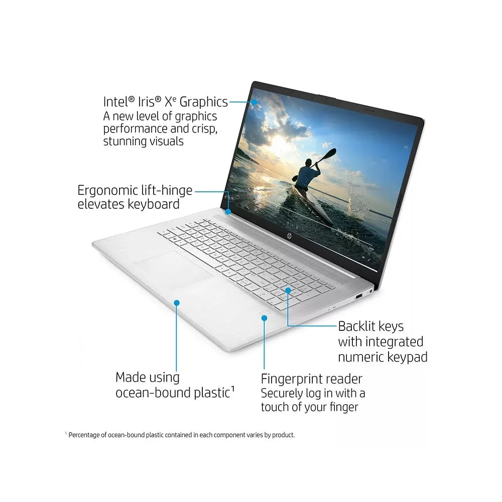 HP 2021 17.3" FHD IPS Laptop Computer, 11th Generation Intel Core i7-1165G7, 32GB RAM, 1TB PCIe SSD, Backlit Keyboard, Intel Iris Xe Graphics, HD Webcam, HD Audio, Windows OS, Silver, 32GB USB Card