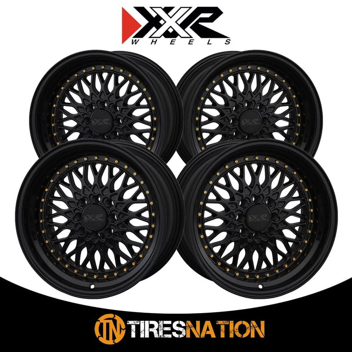 XXR 536 15x8 4x100/4x114.3 20et Dark / Gold Rivets Wheel
