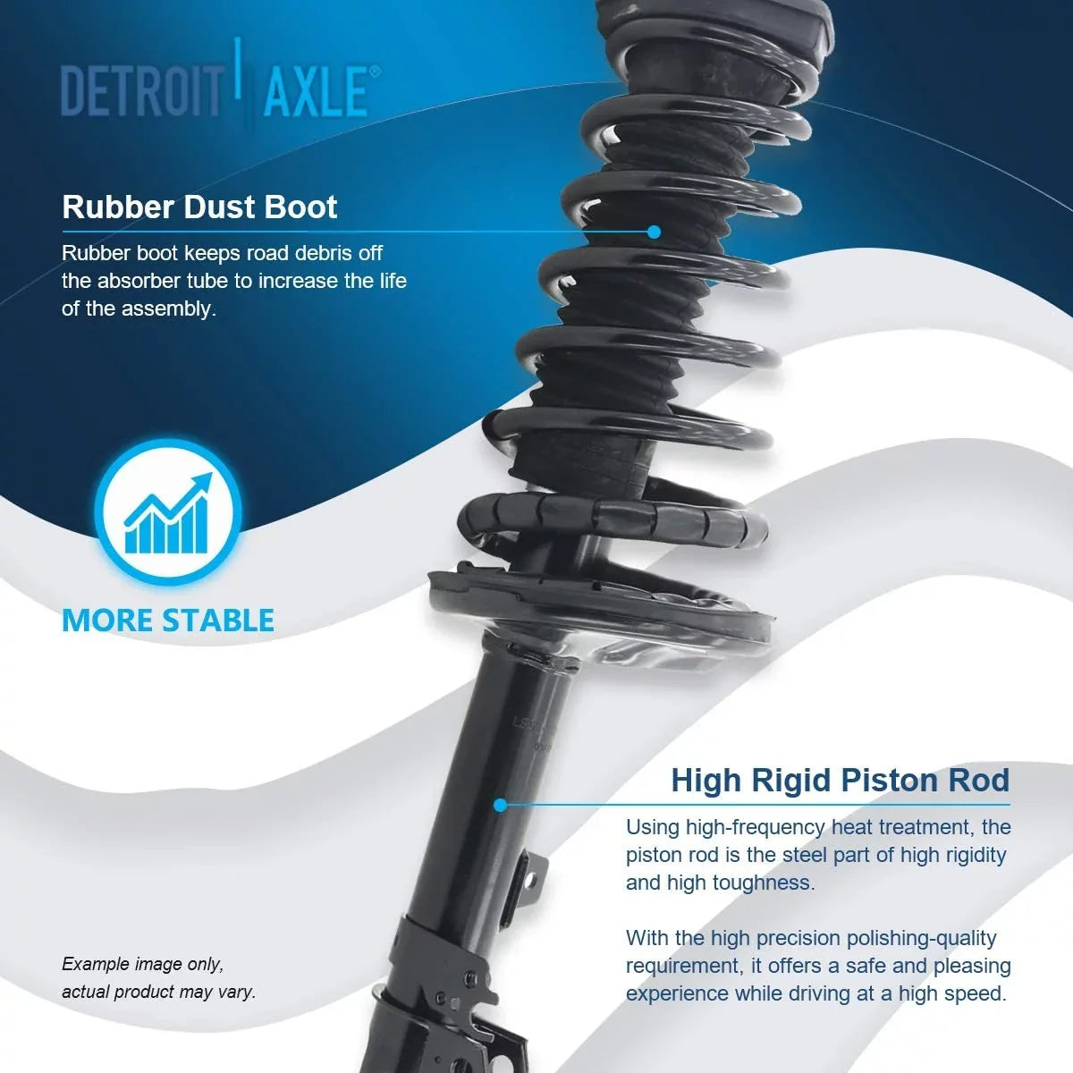 Detroit Axle - Rear Struts Sway Bars for 1997-2001 Toyota Camry 2.2L, 1999-2003 Solara Complete 2 Struts w/Coil Springs 2 Rear Sway Bar Links 1998 2000 Replacement Ready Struts Assembly