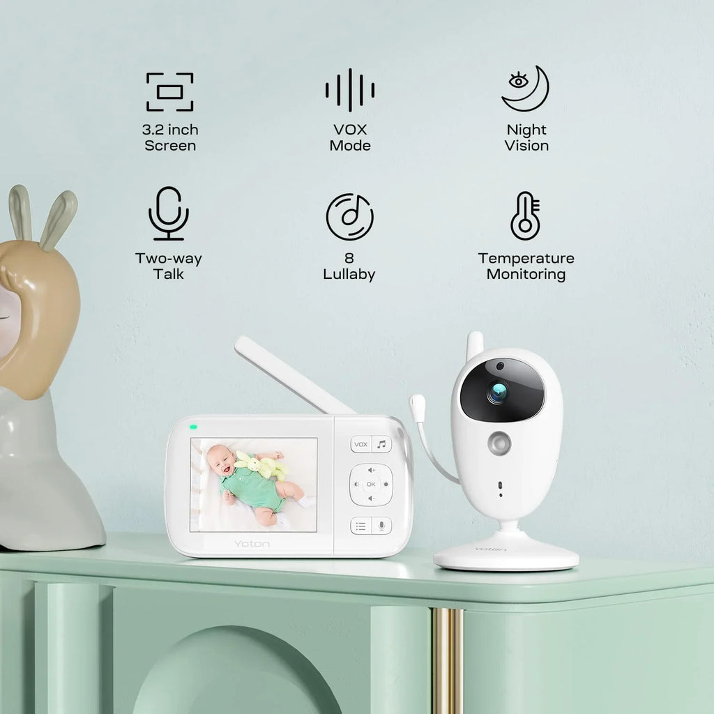 Yoton Baby Monitor with Camera, Unit LCD Screen Home Security, 2.4GHz Wireless Digital Transmission, VOX Mode, Temperature Sensor, Night Vision, 8 Lullabies, Two Way Talk