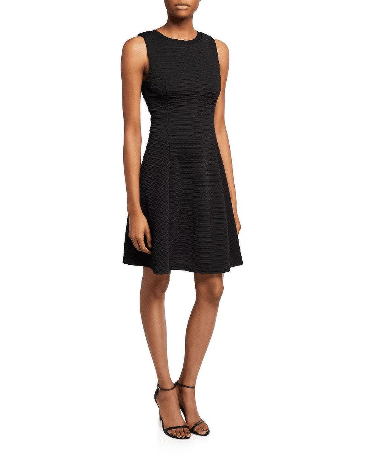 Karl Lagerfeld Onyx Textured Fit-and-Flare Dress, US 16