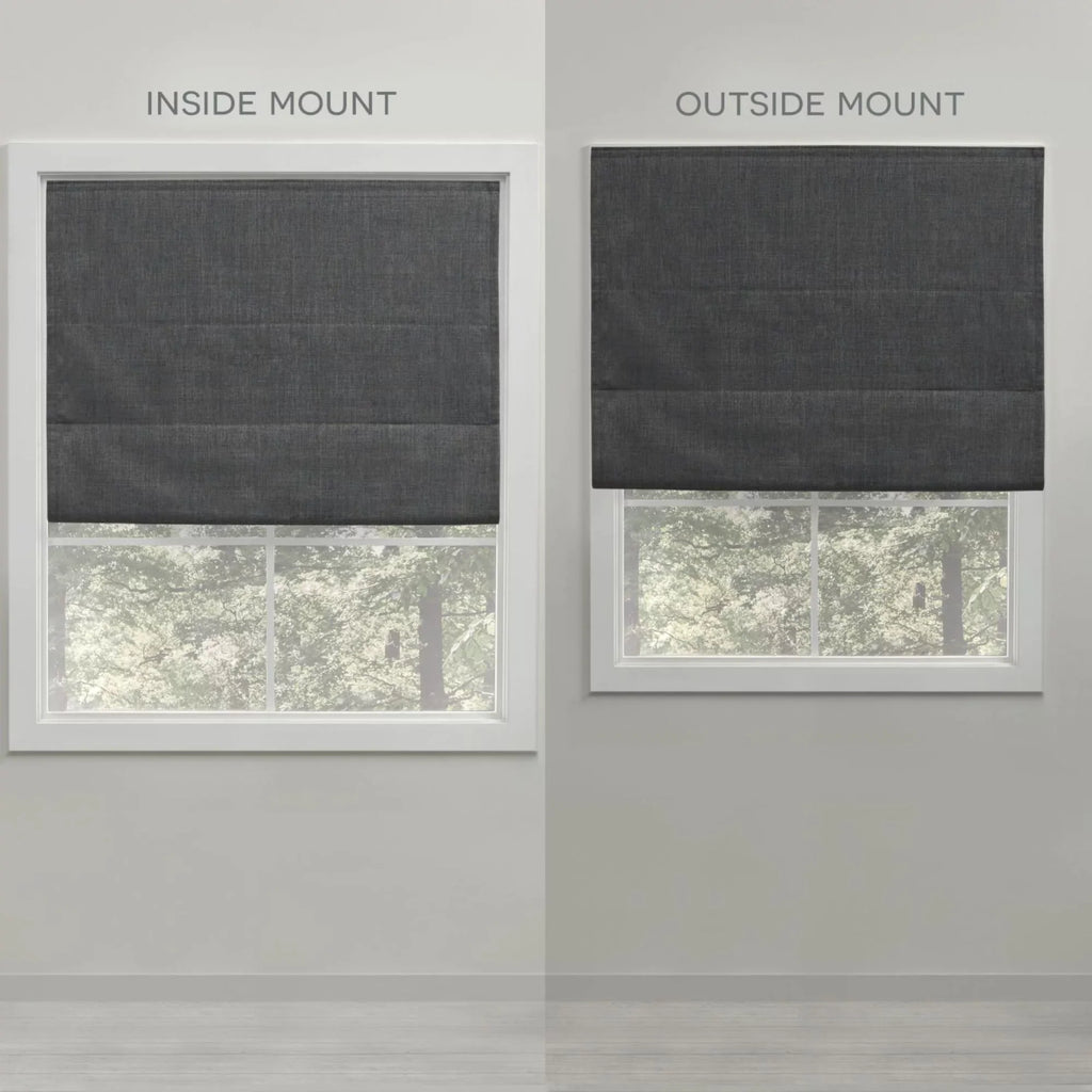 Exclusive Home Esme Total Dark Roman Shade, 34"x64", Dark Grey