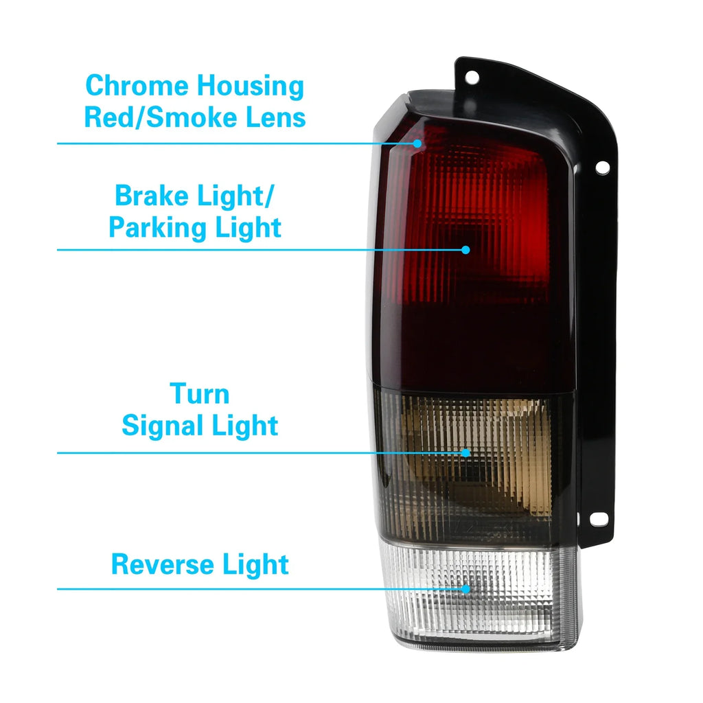 Fits for Jeep 97-01 XJ Tail Lights Midnight Smoke Lens Rear Tail Lamps Set(Left + Right)Compatible with 1997-2001 Cherokee XJ