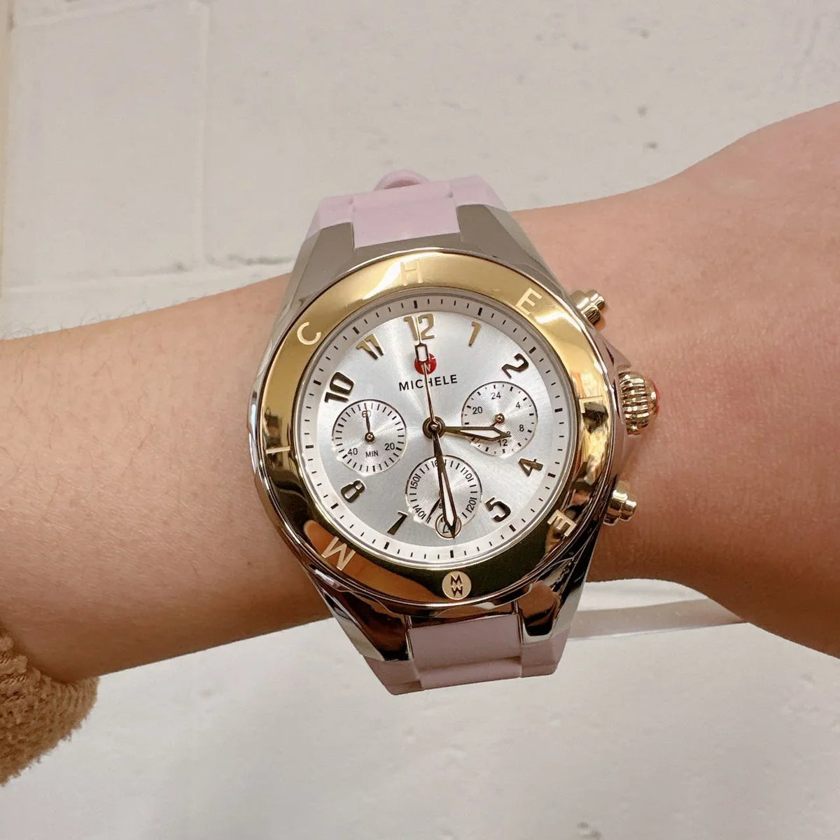 Michele MWW12F000105 Jelly Bean Tahitian Two Tone Gold Silver Pink Watch
