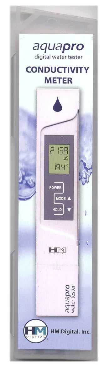 AP-2 AquaPro Water Quality Electrical Conductivity Tester, 0-9999 µS Range, 1 µS Resolution, +/- 2% Readout Accuracy, Measures electrical conductivity (EC).., By HM Digital