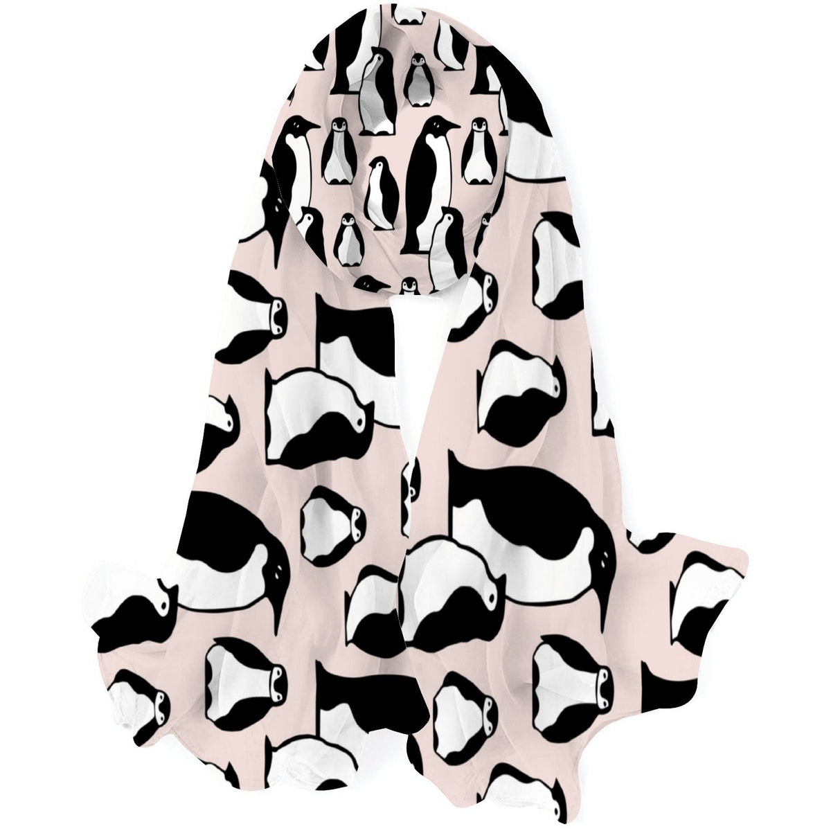 FREEAMG Penguins Silk Long Scarf for Women Large Oblong Sunscreen Shawls Wraps Neck Headscarf Hair Wraps Gift Packed