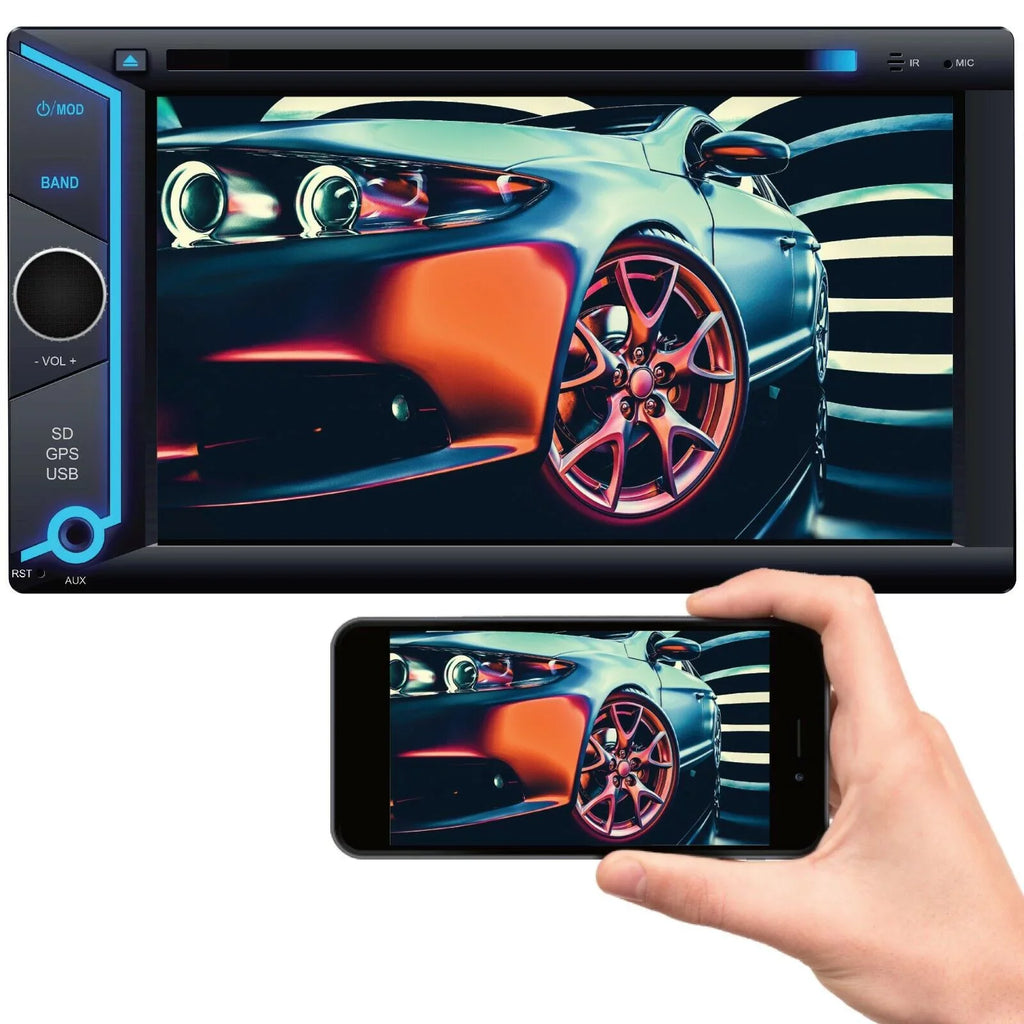 200W 6.2" Touch Screen Mirror Link GPS For Android & IOS +License Plate Rear Cam Bundle