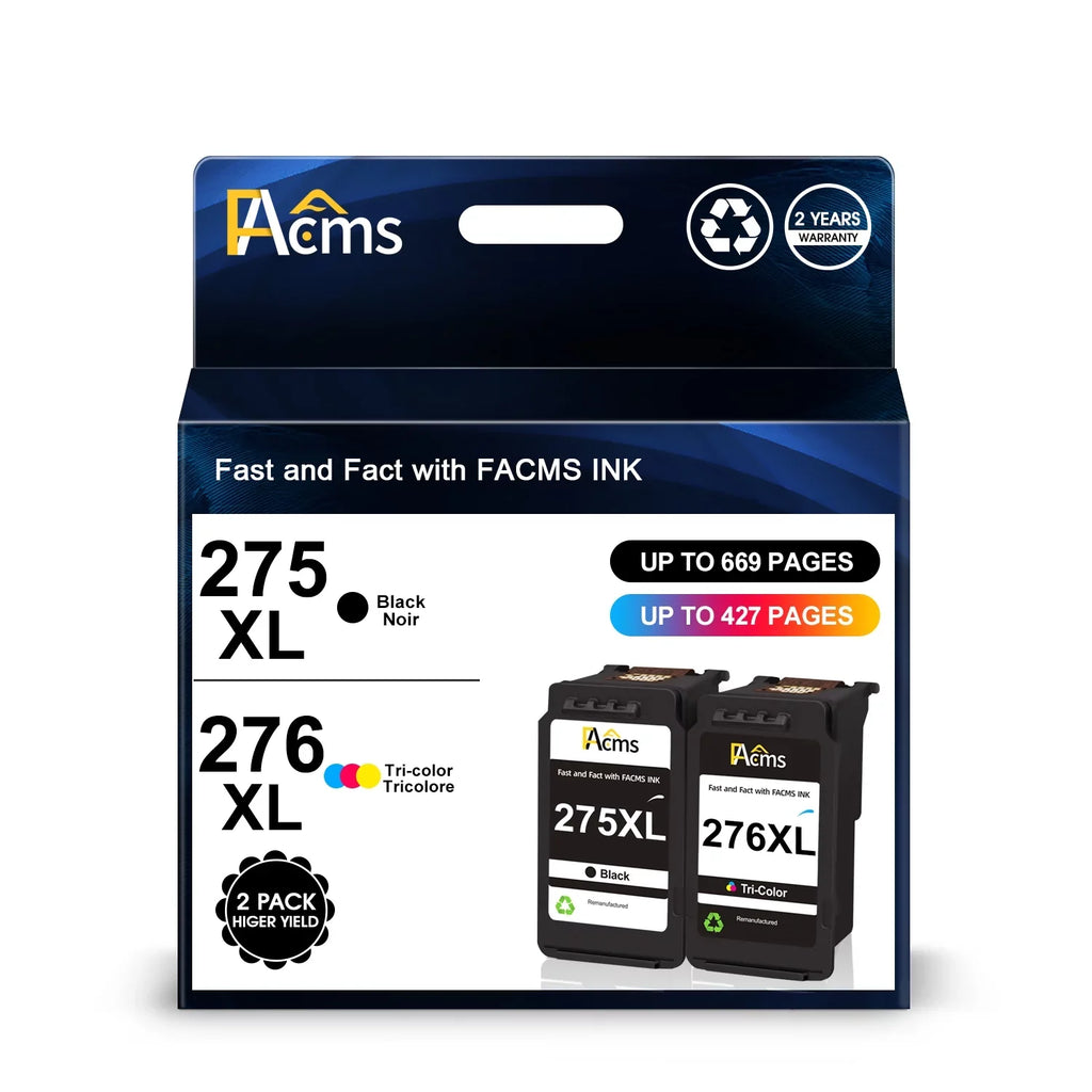 FACMS 275XL 276XL 275 Ink Replacement for Canon Printer Ink 275 276 Combo Pack PG-275 CL-276 Compatible with Canon PIXMA TR4720 TR4722 TS3522 TS3520 TS3500 Printer(1 Midnight Tri-Color)
