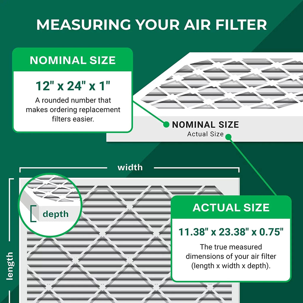 Filterbuy 12x24x1 MERV 11 Pleated HVAC AC Furnace Air Filters (4-Pack)