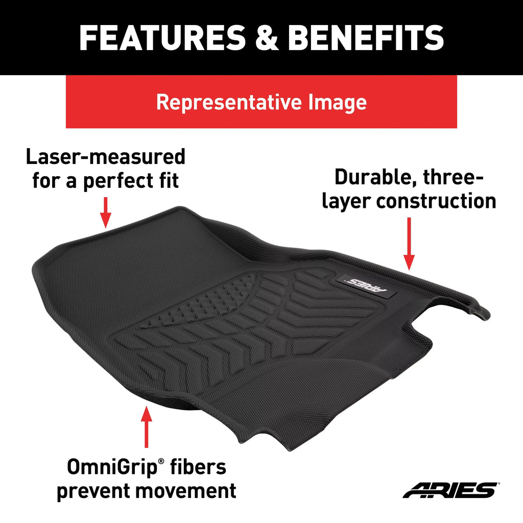 ARIES JP01311809 StyleGuard XD Midnight Custom Floor Liners, Select Jeep Renegade, 1st Row Only