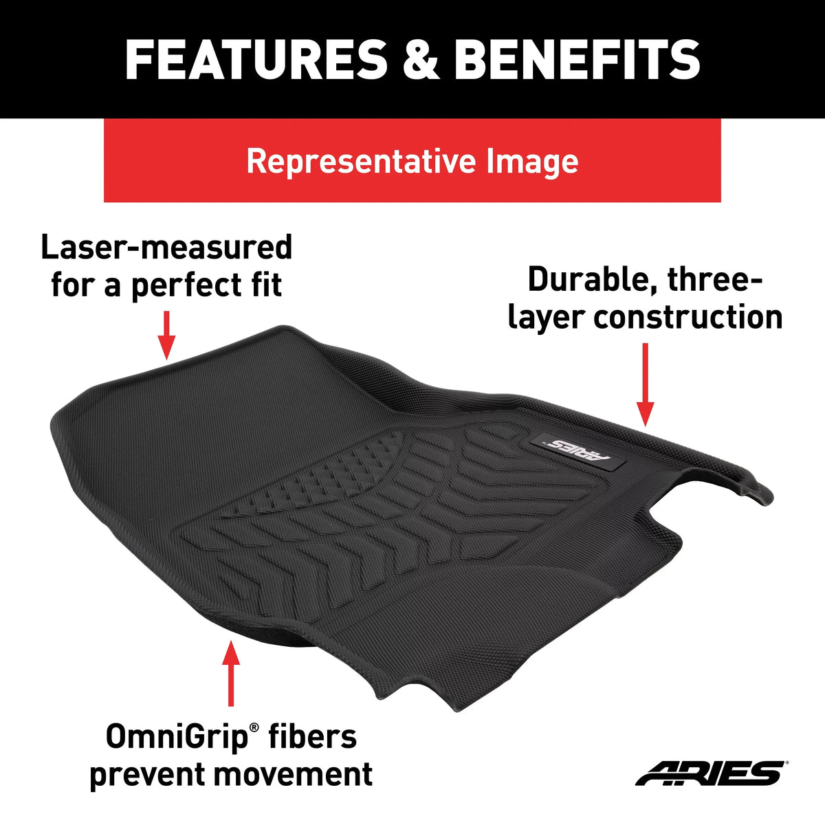 ARIES JP01311809 StyleGuard XD Midnight Custom Floor Liners, Select Jeep Renegade, 1st Row Only