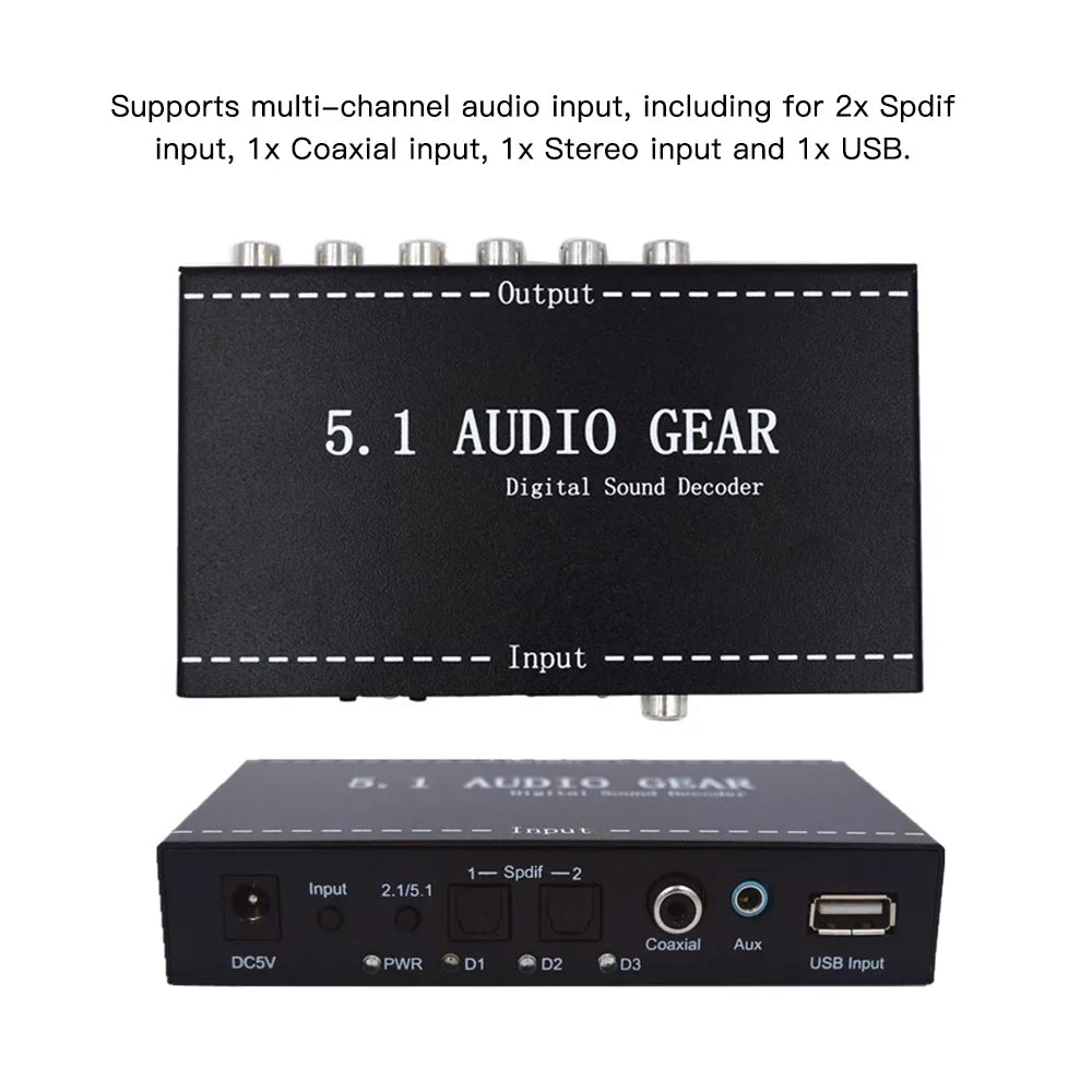 moobody NK-A6L 5.1 Audio Gear Digital Sound Decoder Audio Converter 3.5mm Audio Output Replacement for Dolby Digital AC-3 Plug