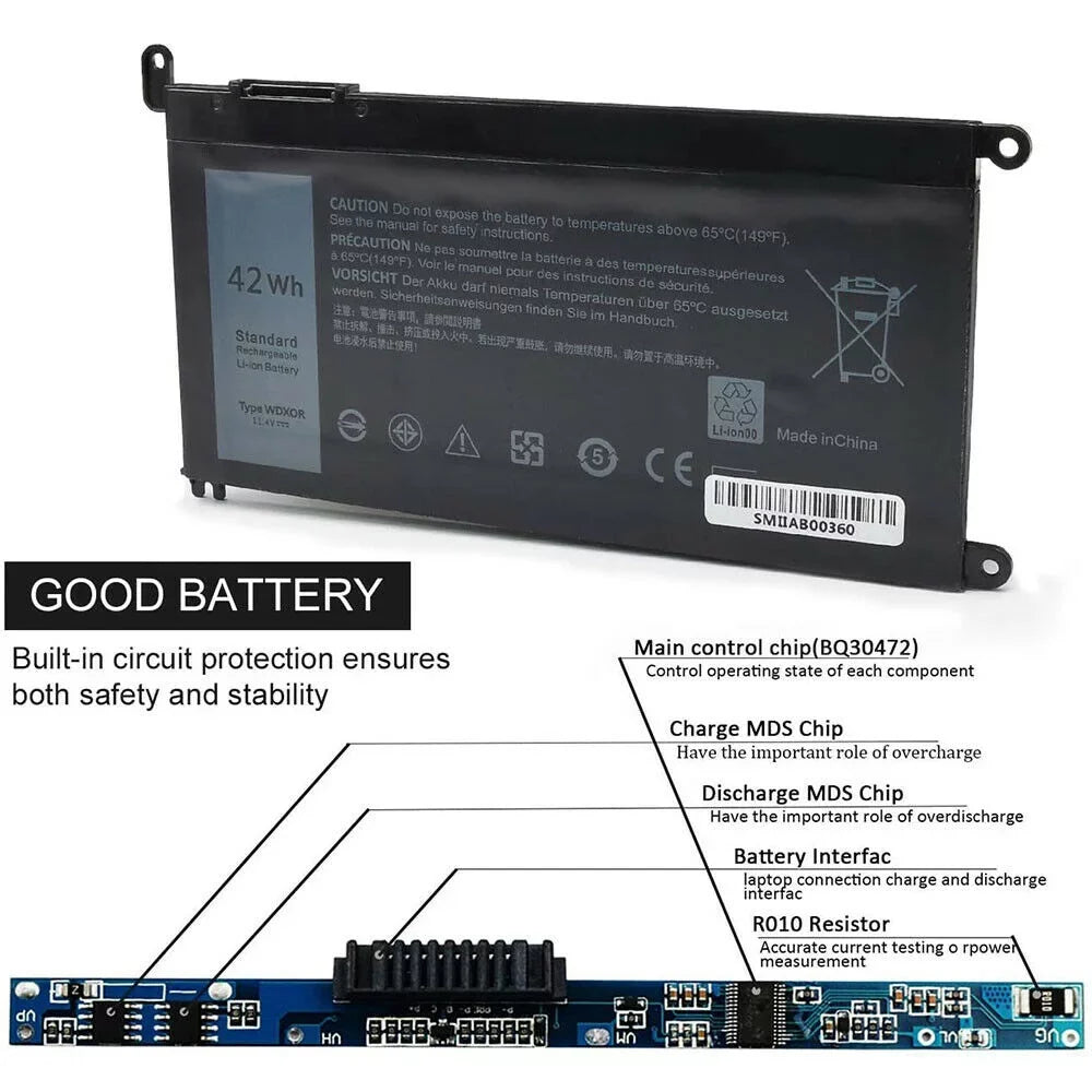 42WH WDX0R Battery for Dell Inspiron 5565 7573 Series P66F P75F P69G CYMGM