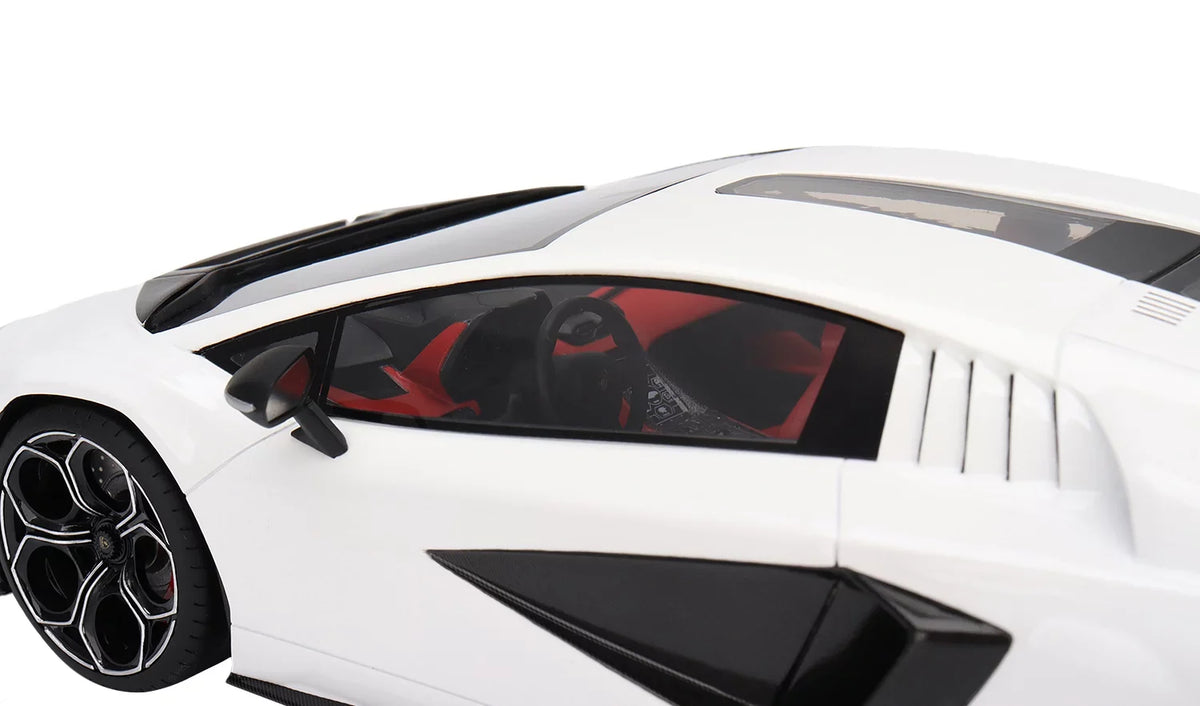 Diecast Lamborghini Countach LPI 800-4 Bianco Siderale White with Midnight Accents 1/18 Model Car by Top Speed