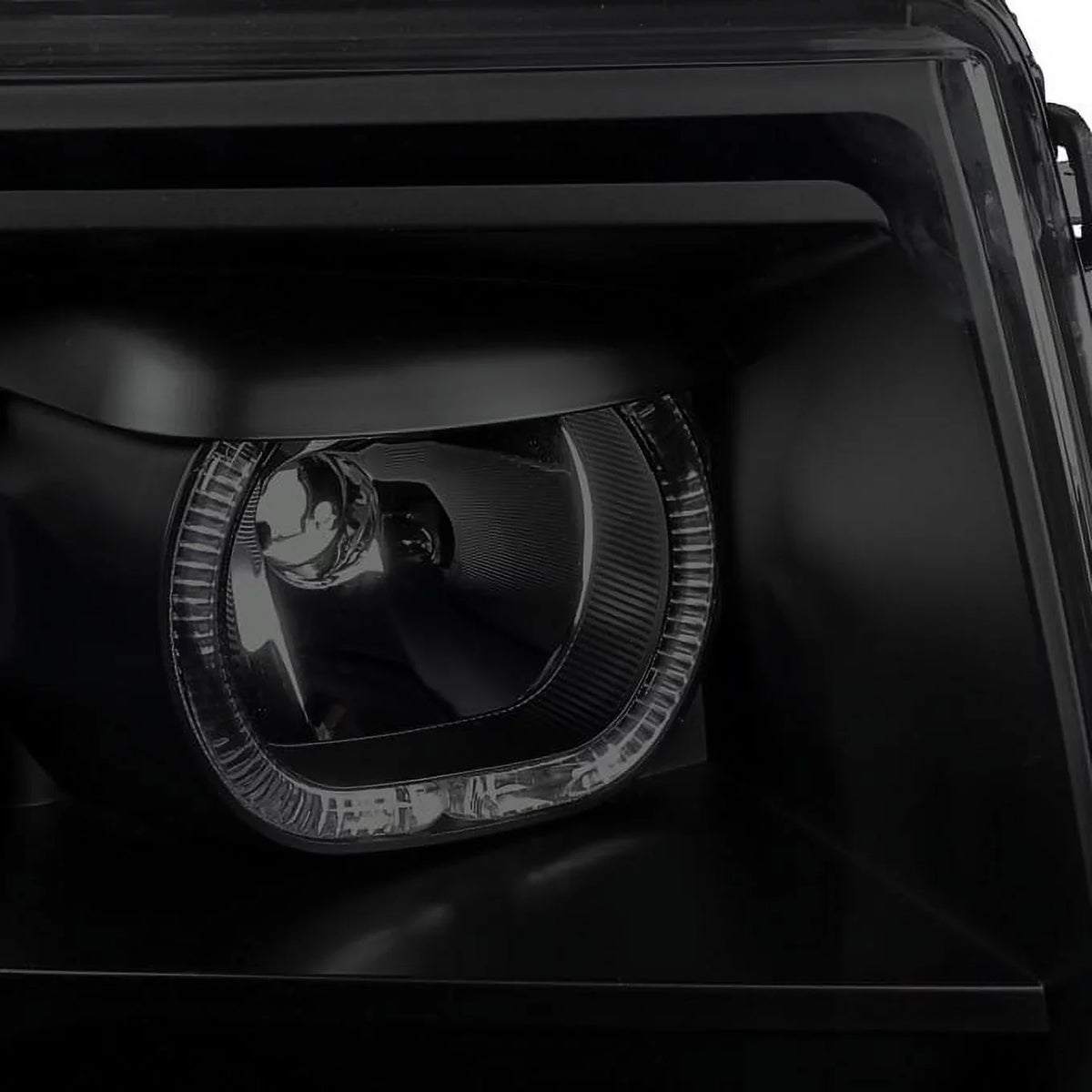 AKKON - For [Dual LED Halo Ring] 09-14 F150 F-150 Pickup Truck Onyx Smoked Projector Headlights + LED Tail light Set