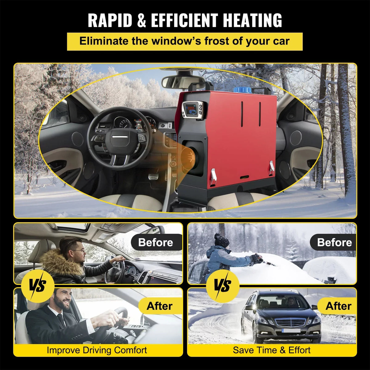 VEVORbrand Diesel Air Heater All in One 12V 8KW, Diesel Parking with LCD Switch, Silencer, Wireless Control and One Air Outlet for Car, Bus, Truck, Boat Trailer Motorhomes Engineering Vehicles