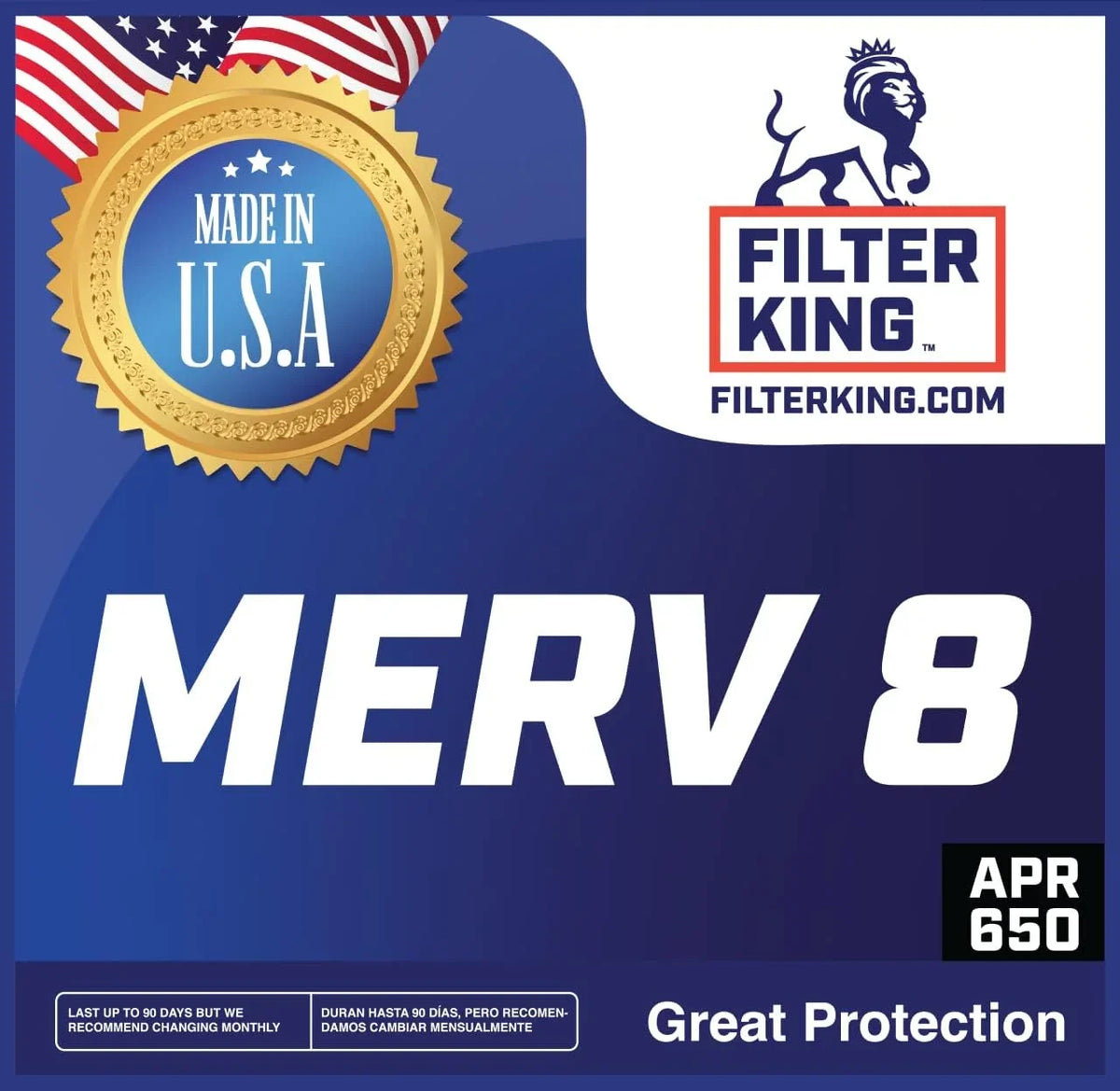 Filter King 31.5x14.5x1a Air Filter | 4-PACK | MERV 8 HVAC Pleated A/C Furnace Filters | MADE IN USA | Actual Size: 31.5 x 14.5 x .75"