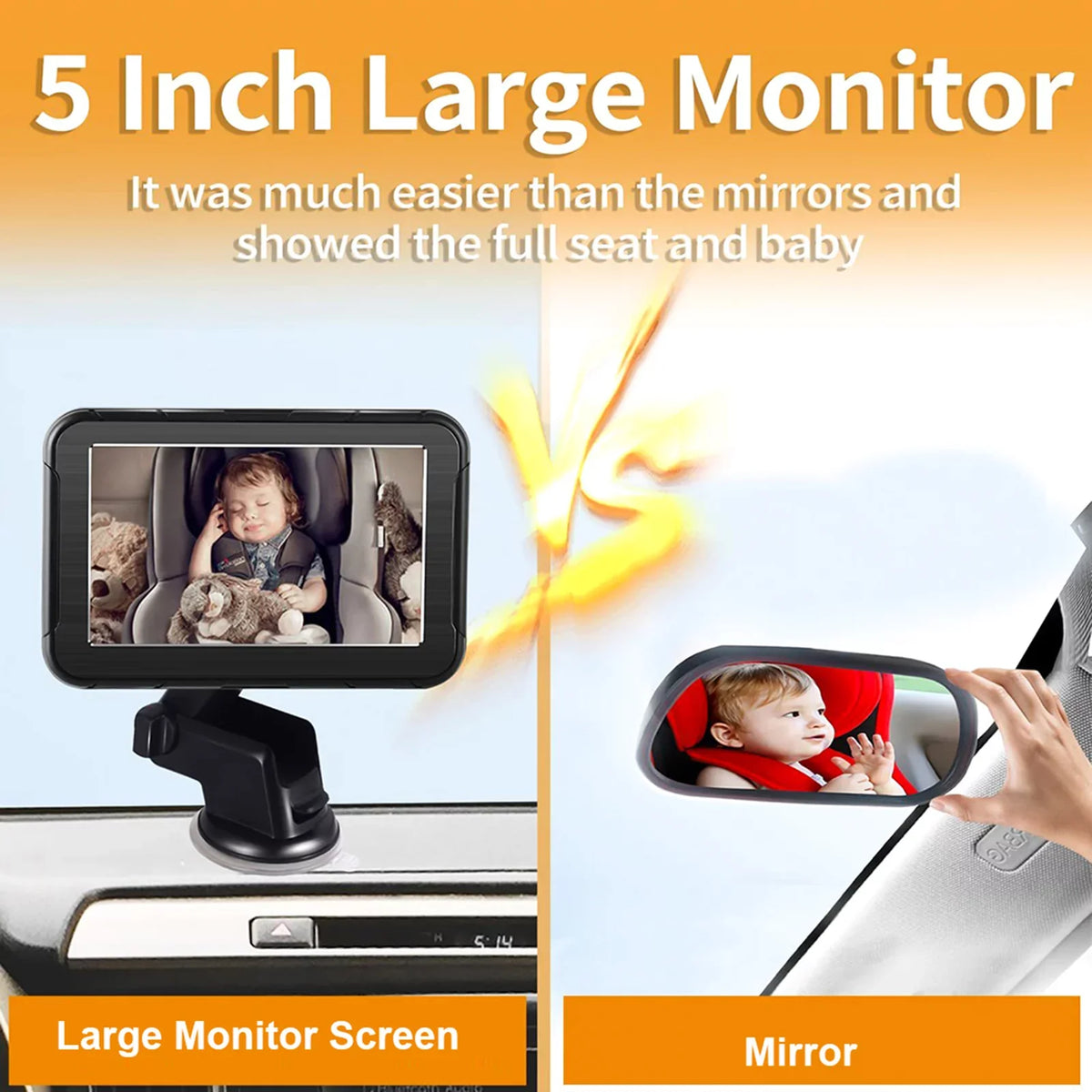 moobody Baby Car Monitor 1080P High Definition Monitor Camera for Baby Rear Facing Seat 5 Unit Car Seat Mirror Display 150° Wide View Night Vision Baby Car Mirror Camera Easy Installation