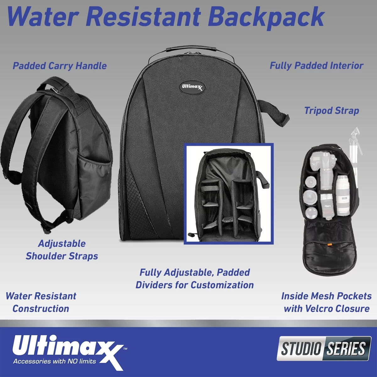 Ultimaxx Essential Sony WH-1000XM5 Noise-Canceling Wireless Over-Ear Headphones Bundle Onyx - Includes: Water-Resistant Gadget Backpack & More (7pc Bundle)