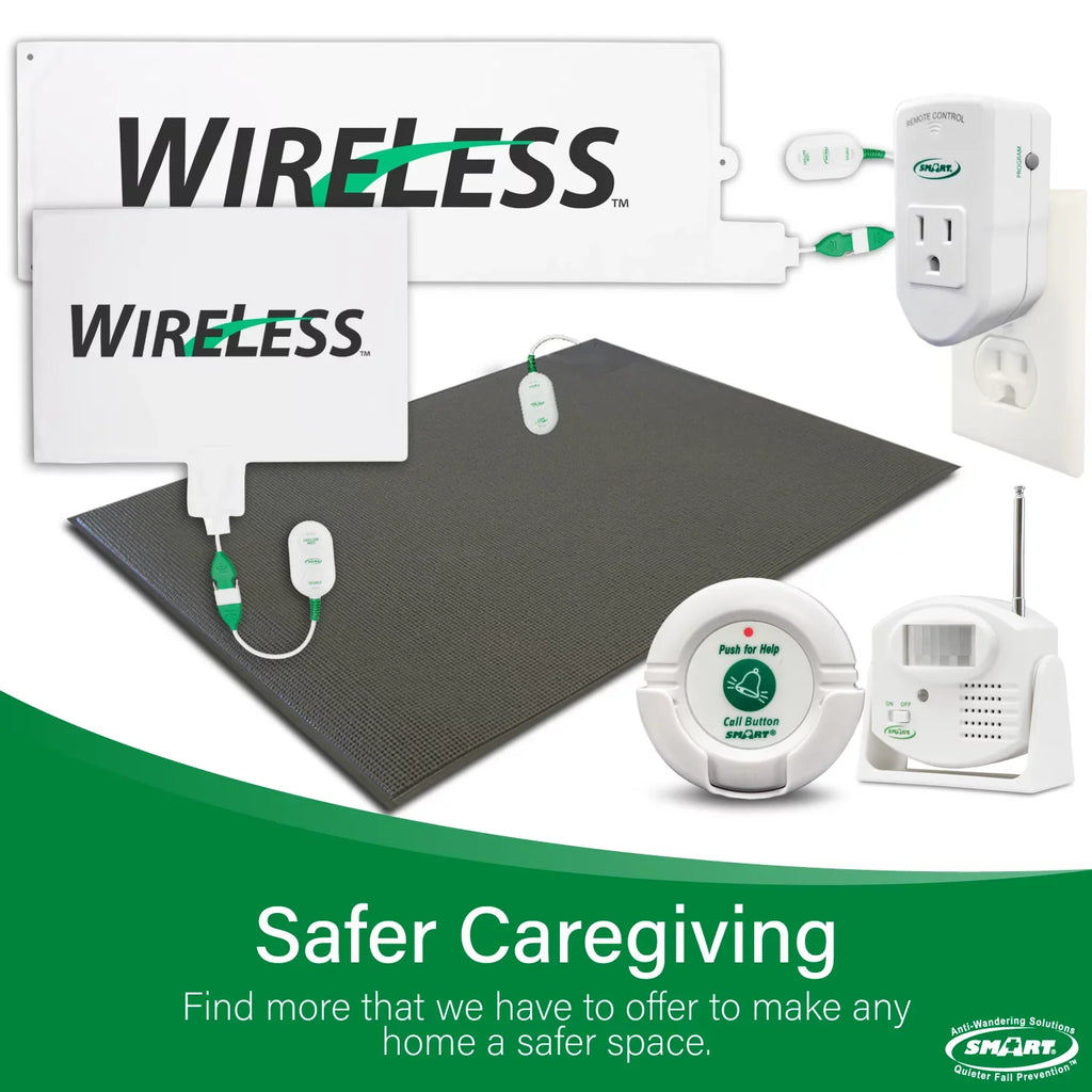 Smart Caregiver Wireless Chair Alarm System with Pager and Weight Sensor for Fall Prevention | 10" x 15" Pressure Sensor Alarm for Chair Alerts Caregiver | Cordless Chair Alarm with up to 300' Range