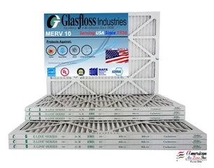 Glasfloss 13x20x1 - MERV 10 -Qty:12 - Furnace Air Filter - Made in USA (Actual Size: 12.5 x 19.5x7/8 Unit
