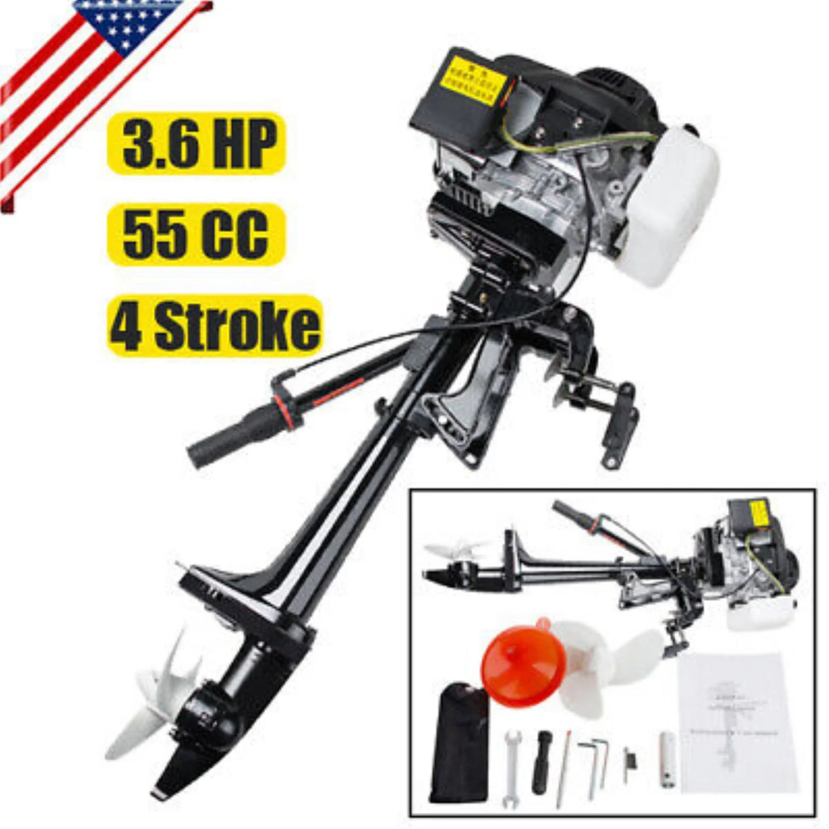 Powerful 4-Stroke 3.6 HP Outboard Motor: Efficient 55CC Boat Engine with Advanced Air Cooling System