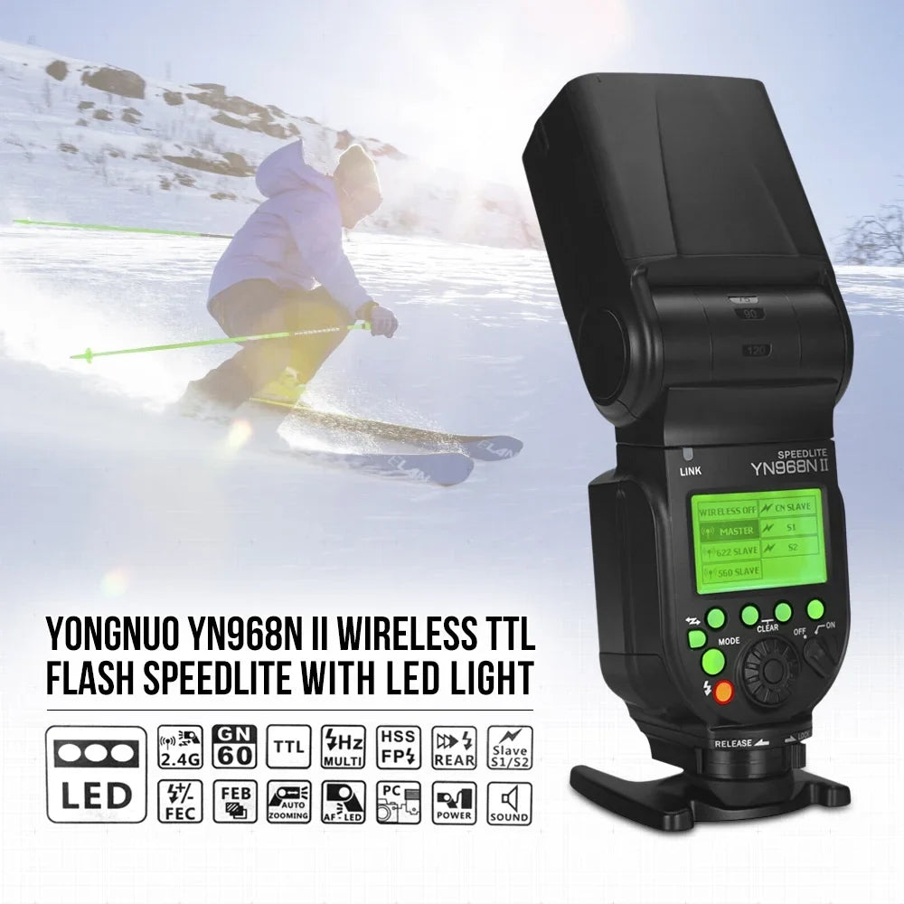 YONGNUO Camera Flash,Yn968n Ii 5600k Dslr Cameras Dslr Cameras Compatible Yn968n Wireless Ttl Speedlite 1/8000s Speedlite 1/8000s Hss Built-in Led 5600k Cameras Compatible With Compatible With Yn622n