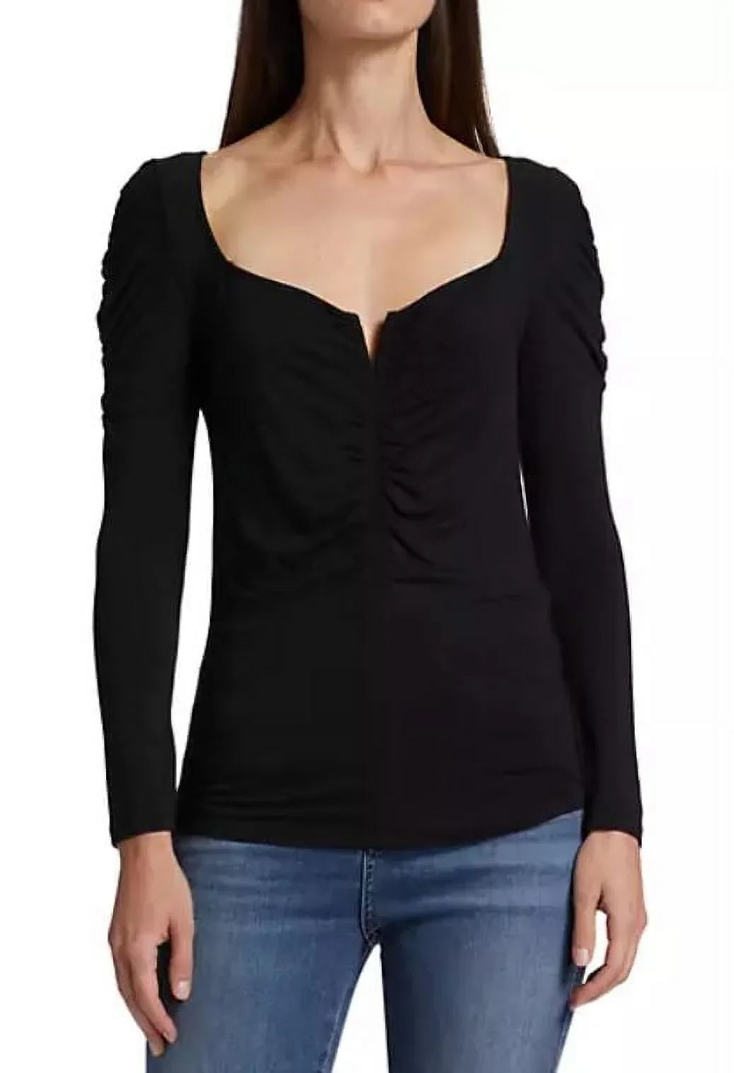 Veronica Beard Women's Midnight Priyanka Ruched Jersey Pullover Top, Large