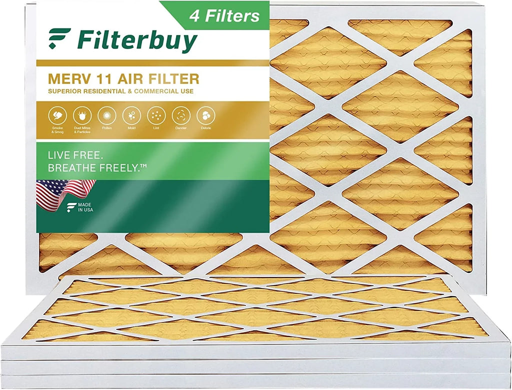 Filterbuy 12x24x1 MERV 11 Pleated HVAC AC Furnace Air Filters (4-Pack)