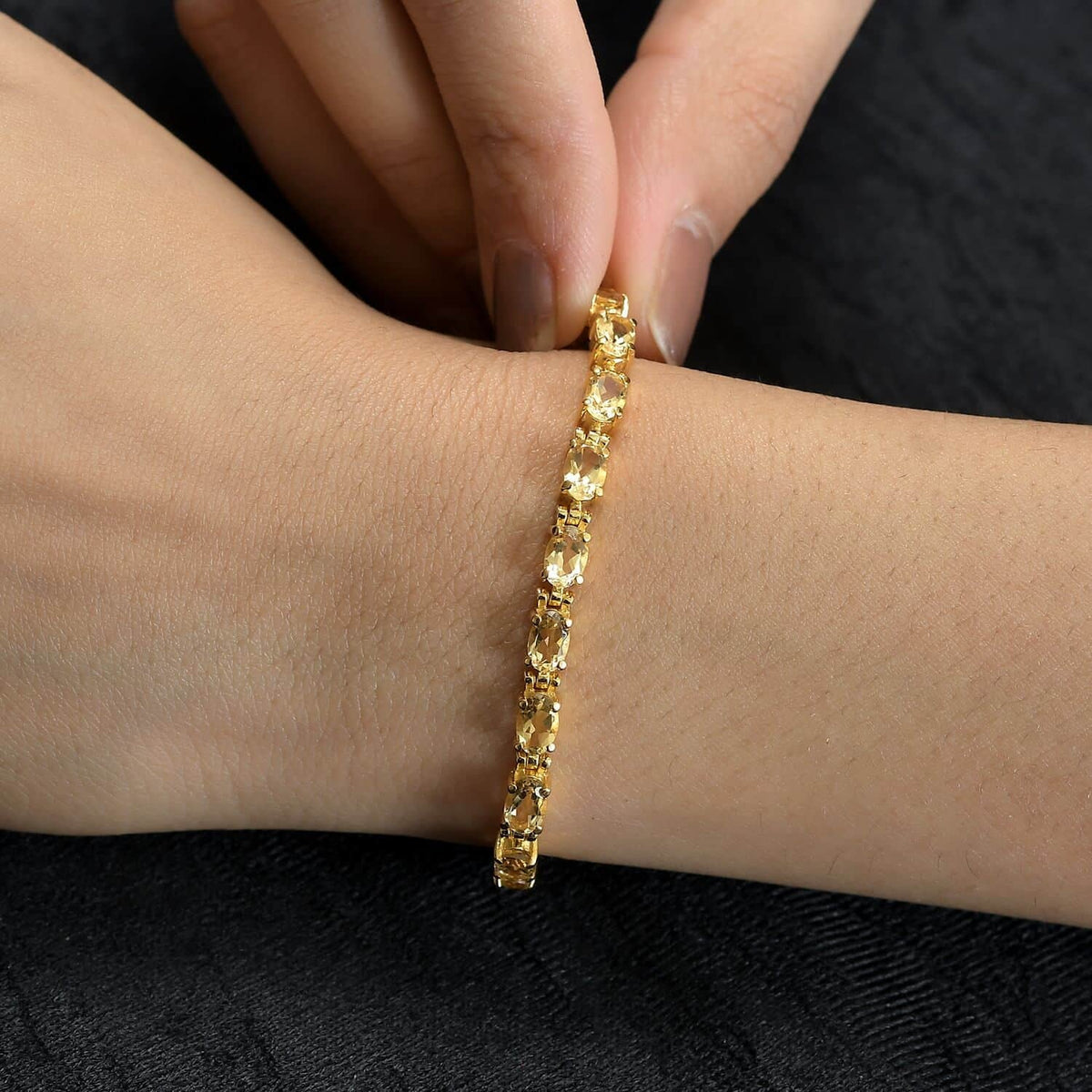 Shop LC Citrine Oval Stainless Steel Yellow Gold Ion Plated Bracelet for Women Jewelry Size 7.25" Ct 7.38 Birthday Gifts