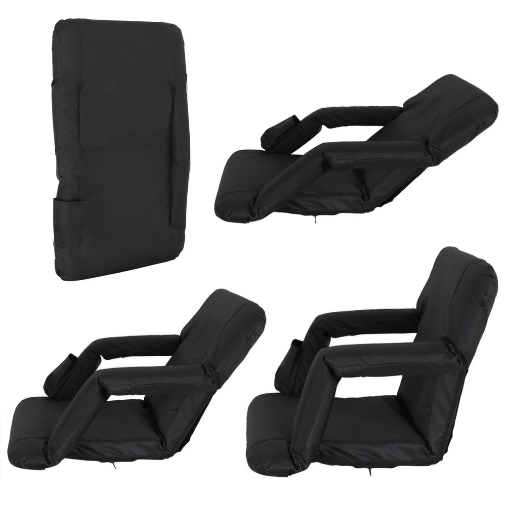 HomGarden Portable Stadium Seat Chair for Bleachers, 6 Reclining Folding Seat Waterproof, Midnight