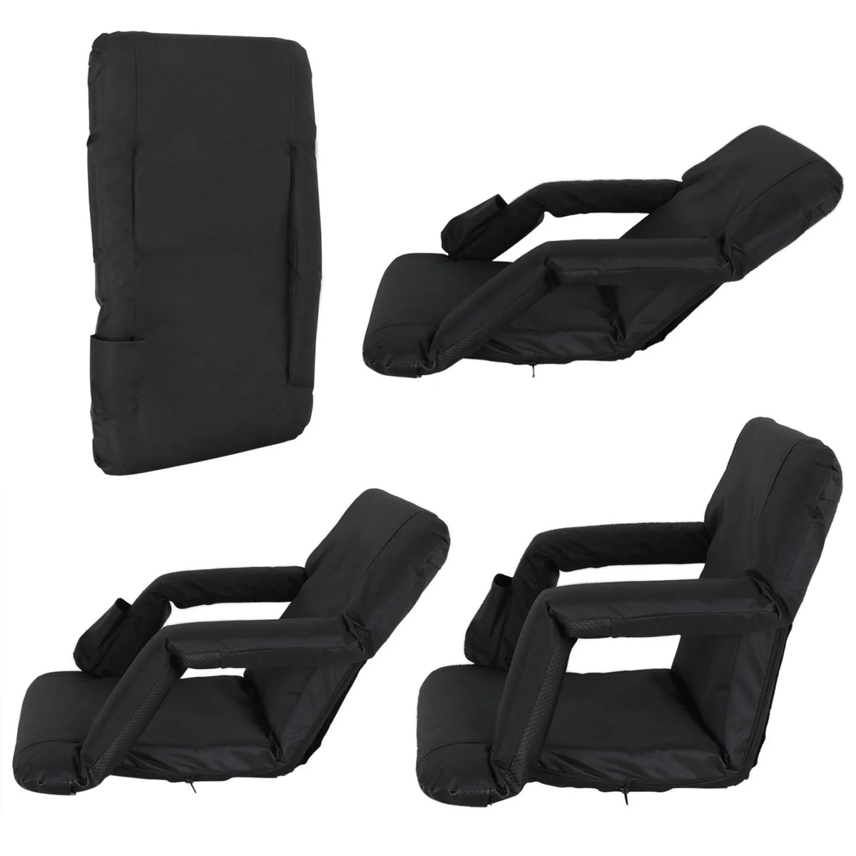 HomGarden Portable Stadium Seat Chair for Bleachers, 6 Reclining Folding Seat Waterproof, Midnight