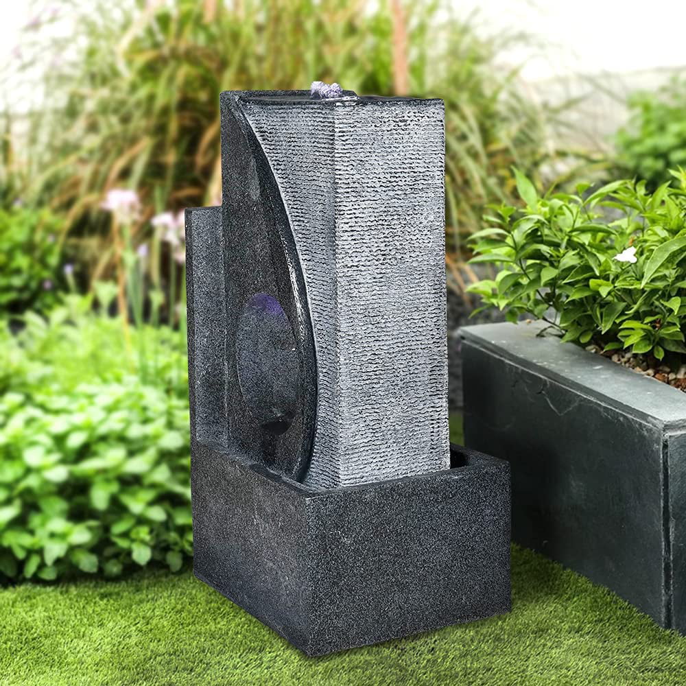 Sportaza Centimeter Cascading Water Fountain with Led Lights Indoor/Outdoor Modern Sphere & Column Water Feature for Office Home Garden Patio Decor