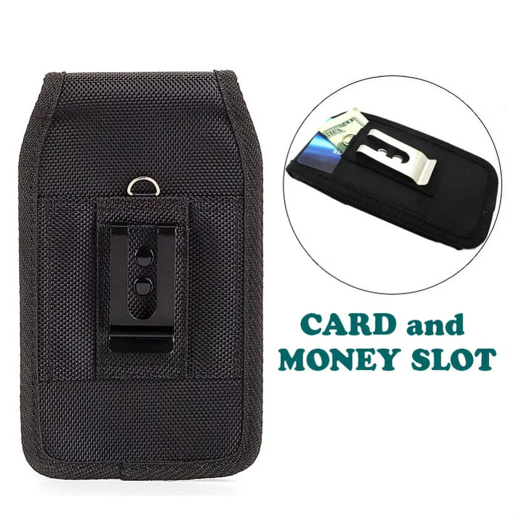 Rugged Durable Canvas Case Holster Metal Belt Clip w Dark Durable Braided 10ft Long Type-C Cable Rapid Charger Sync USB Wire Y4P for Nokia 3.1 Plus - OnePlus 5T, 6, 6T, 7 Pro - Razer Phone 2