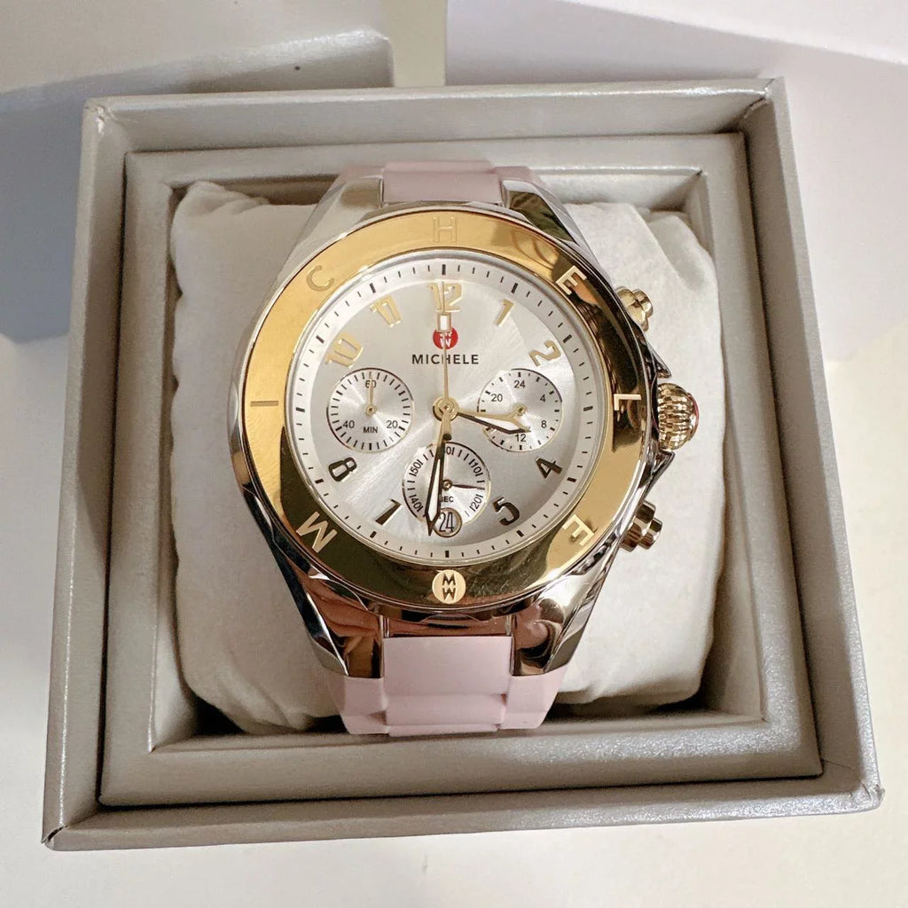 Michele MWW12F000105 Jelly Bean Tahitian Two Tone Gold Silver Pink Watch