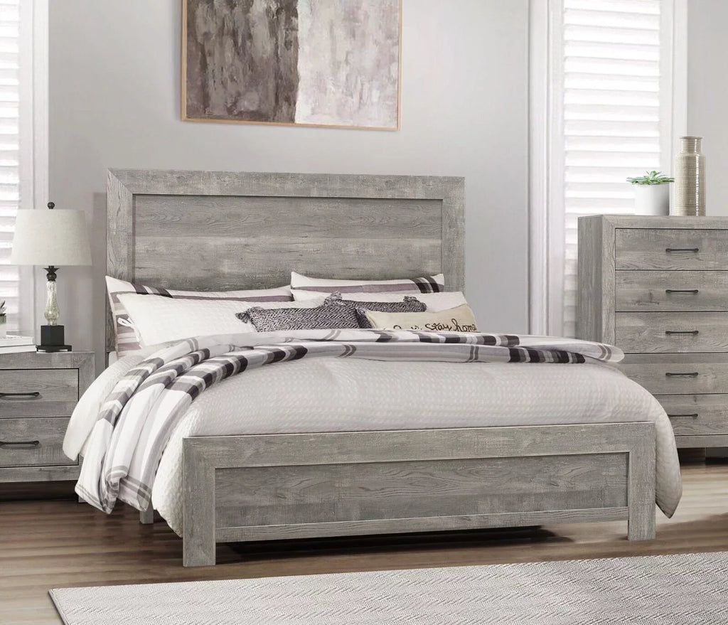 Modern Rustic Style Eastern King Size Bed 1pc Gray Finish Bedroom Furniture