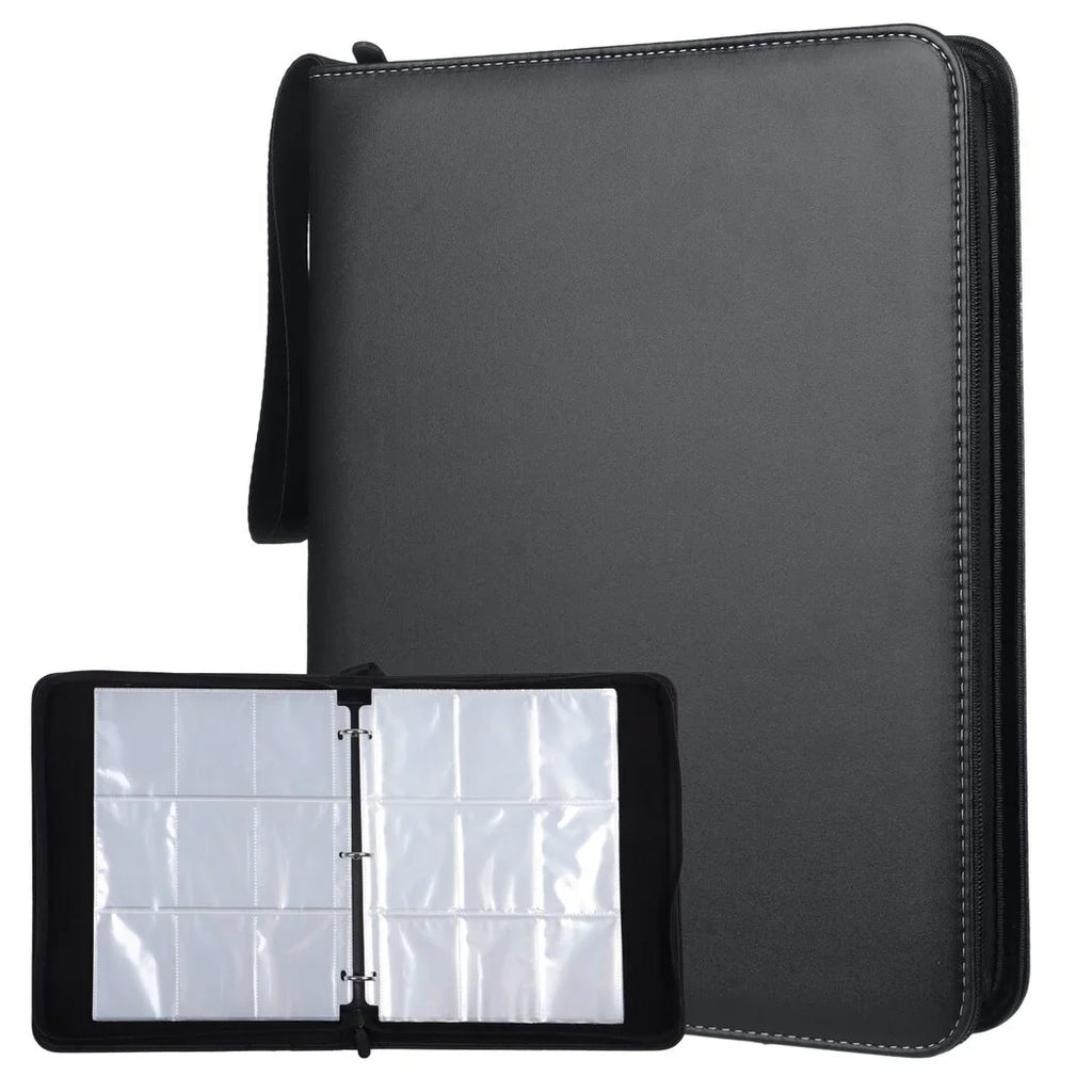 900-Pocket Trading Card Binder, Portable Card Binder with Removable Sheets, Sports Card Binder, PU Leather Storage Case with Zipper for Standard-sized Baseball, Football, Basketball Cards