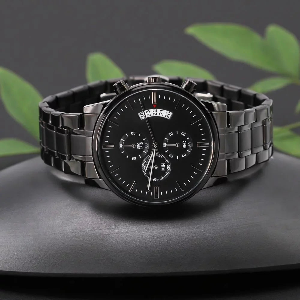 To My Future Husband - Stunning Customized Dark Chronograph Watch - Getting Married, Gift For Fiance