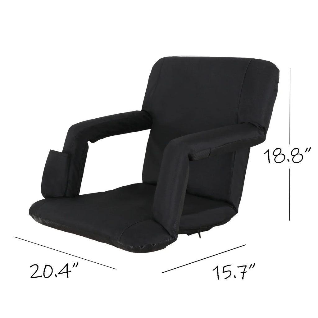 HomGarden Portable Stadium Seat Chair for Bleachers, 6 Reclining Folding Seat Waterproof, Midnight